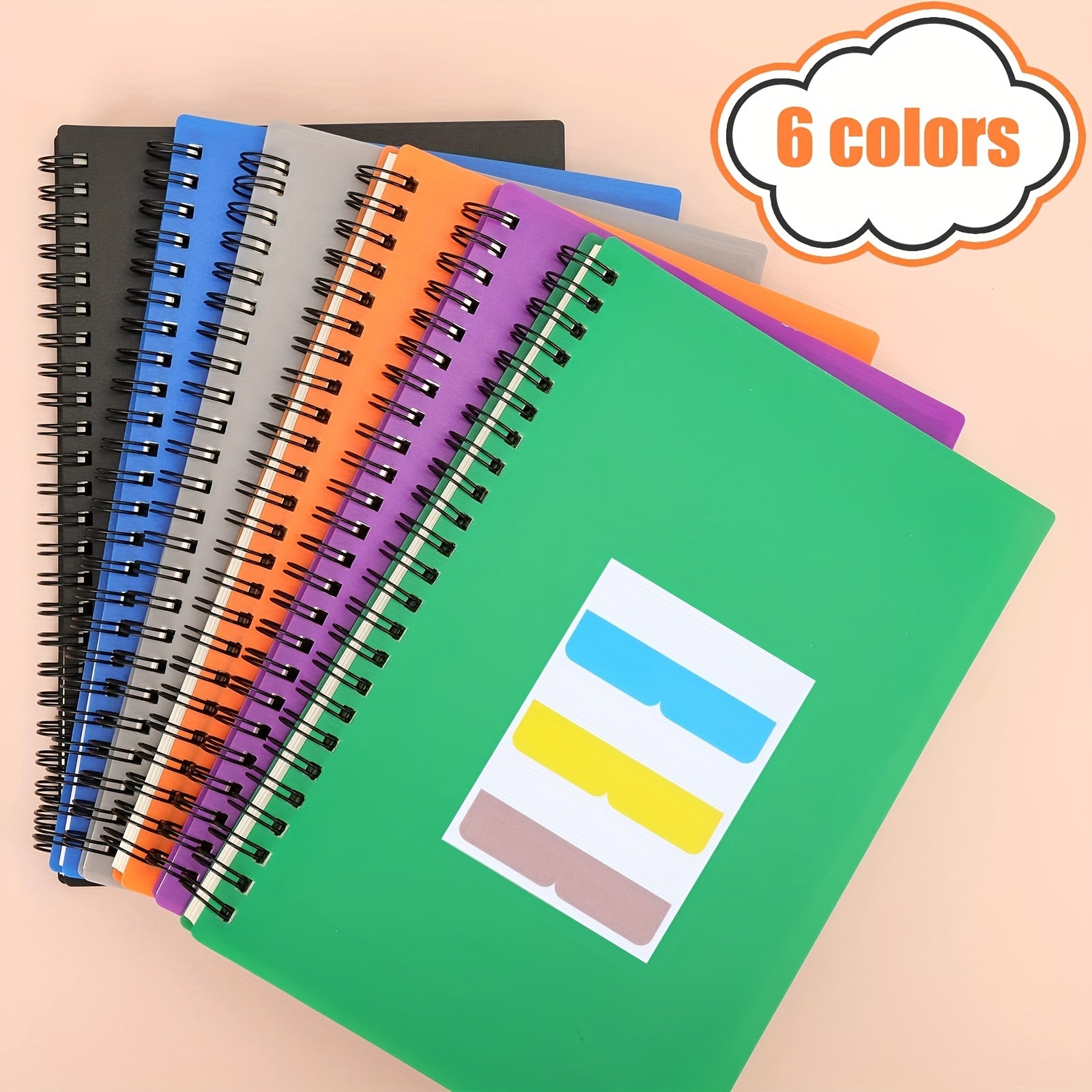 6pcs Subject Spiral Notebook College Ruled 80 Sheets Writing Journal