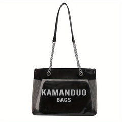 Large Shoulder Tote Bag with Transparent Jelly Design