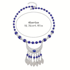Boho Beaded Head Piece Moon Tassel Necklace Hair Band