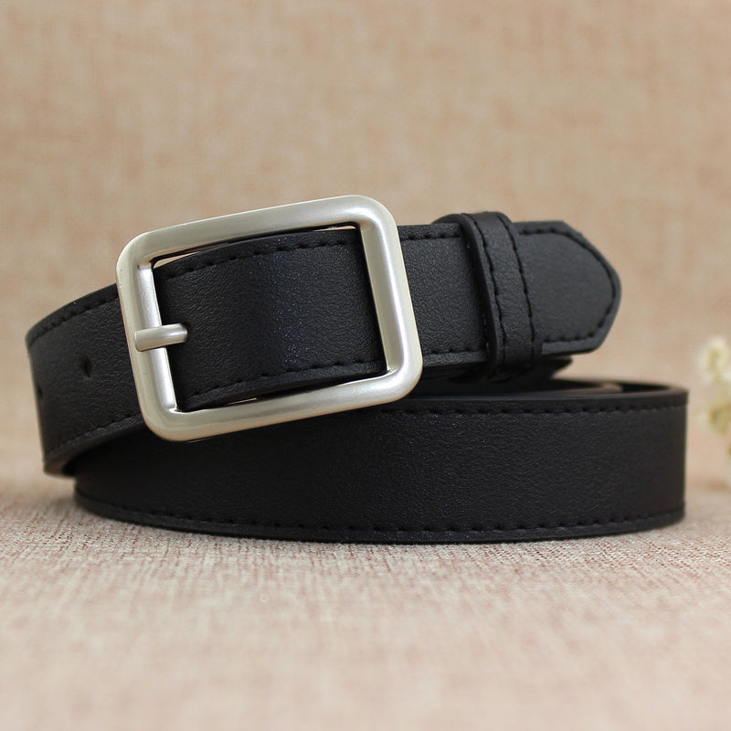 Square Pin Buckle PU Belt Solid Casual Jeans Belt Unisex Vintage Belt