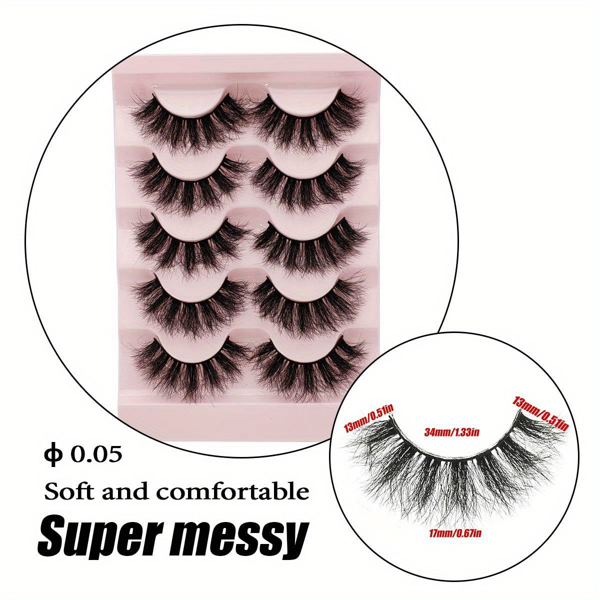 5 Pairs Messy Slender Fibers Fluffy False Eyelashes