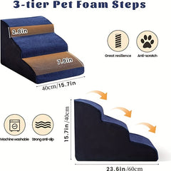 Soft Foam Dog Stairs Ramp 3 Tiers Pet Steps For Easy Access