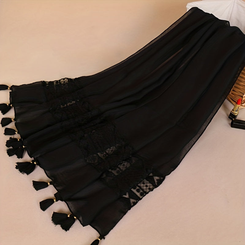 Lace Tassel Scarf for Women - Casual Cold Weather Scarves