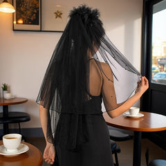 Vintage Bridal Veil Gothic Wedding Hair Accessory with Comb Attachment