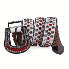 Men's Rhinestone Crystal Leather Change Belt