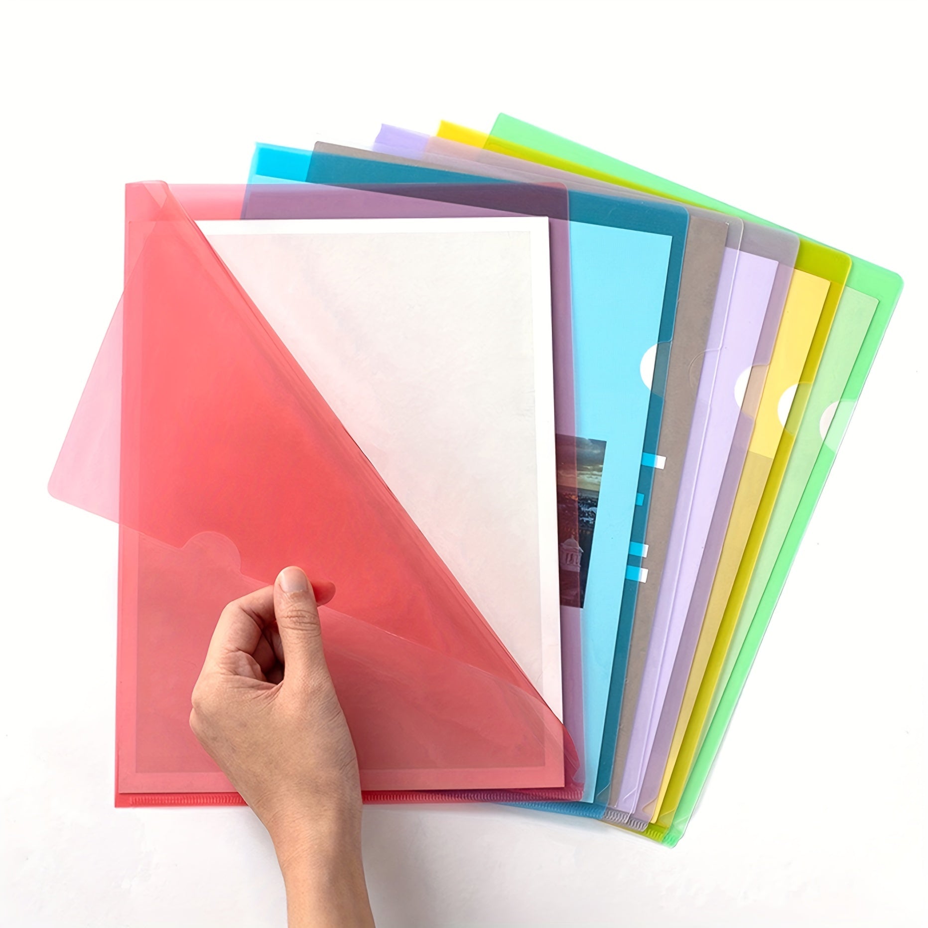 12pcs L-Shaped File Bags A4 Waterproof Dustproof Clear Plastic Fold