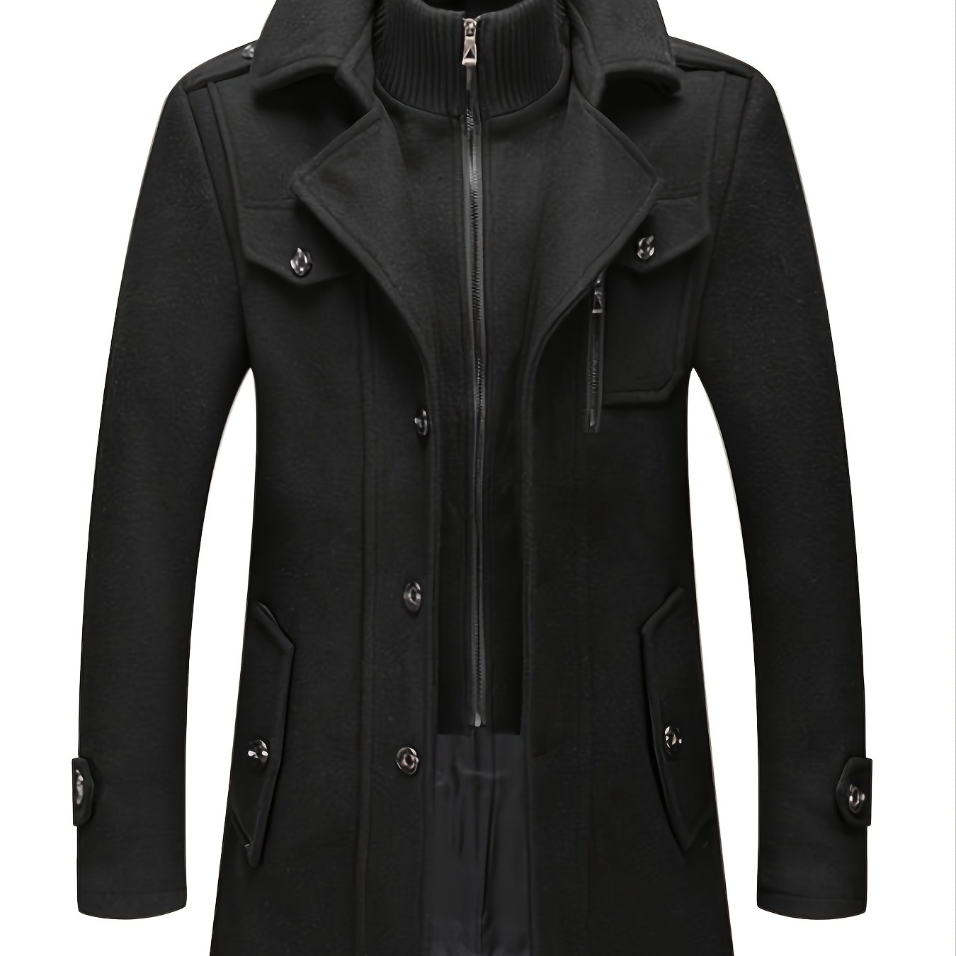 Men's Woolen Coat Double Collar Mid length Jacket