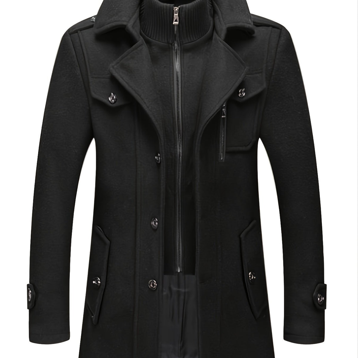 Men's Woolen Coat Double Collar Mid length Jacket