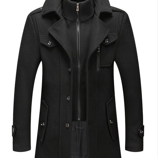Men's Woolen Coat Double Collar Mid length Jacket