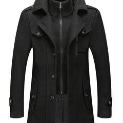 Men's Woolen Coat Double Collar Mid length Jacket