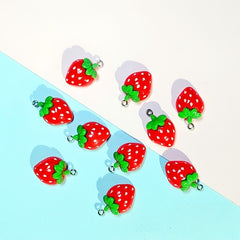 10pcs Strawberry Charms for DIY Jewelry Making