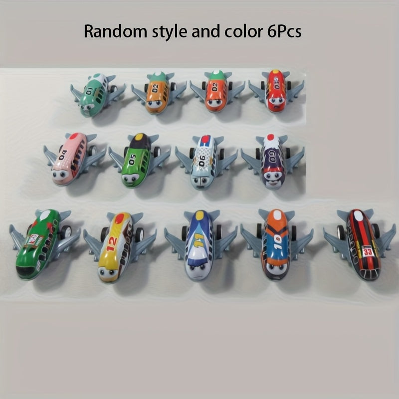 12 Mini Cartoon Metal Pull Back Airplane Toys for Party Carnival School