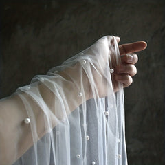Wedding Dress Fabric Pearl Mesh Background Cloth 2m