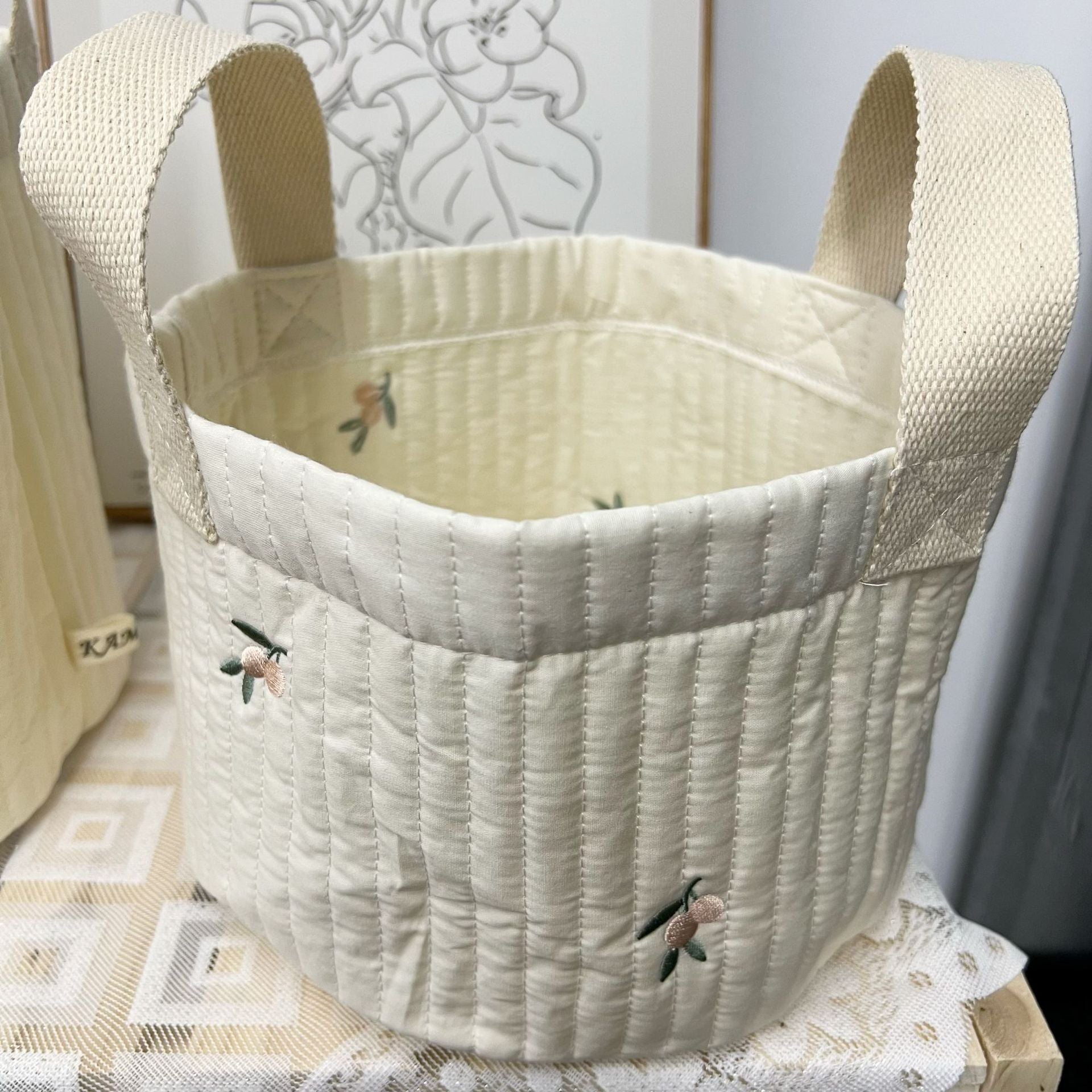 Quilted Fabric Storage Bucket for Baby's Room
