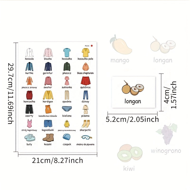 Polish Vocabulary Stickers for Toddlers - Interactive Language Learning Stickers
