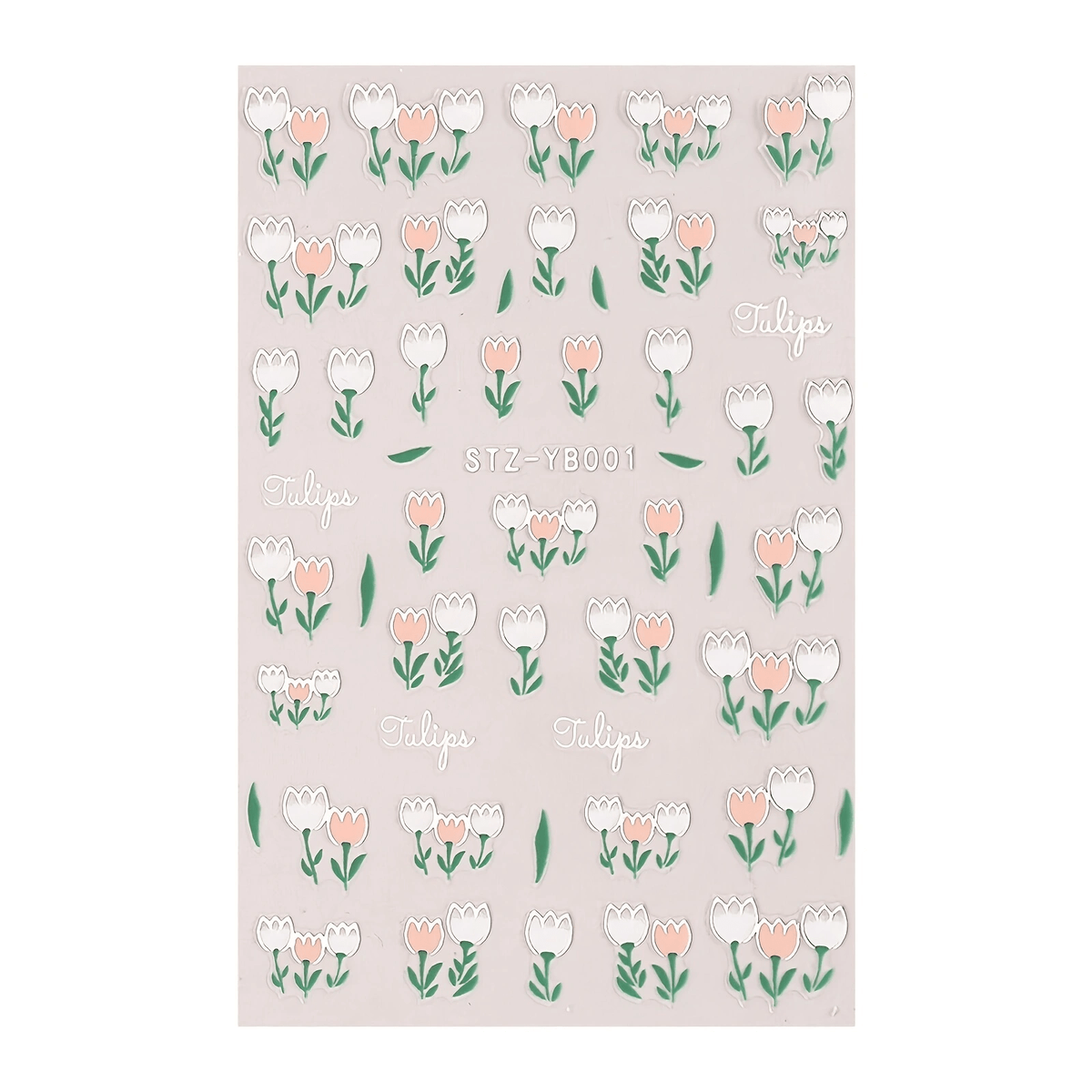 1pc DIY Nail Art Sticker Tulip Embossed Floral Adhesive Nail Sticker