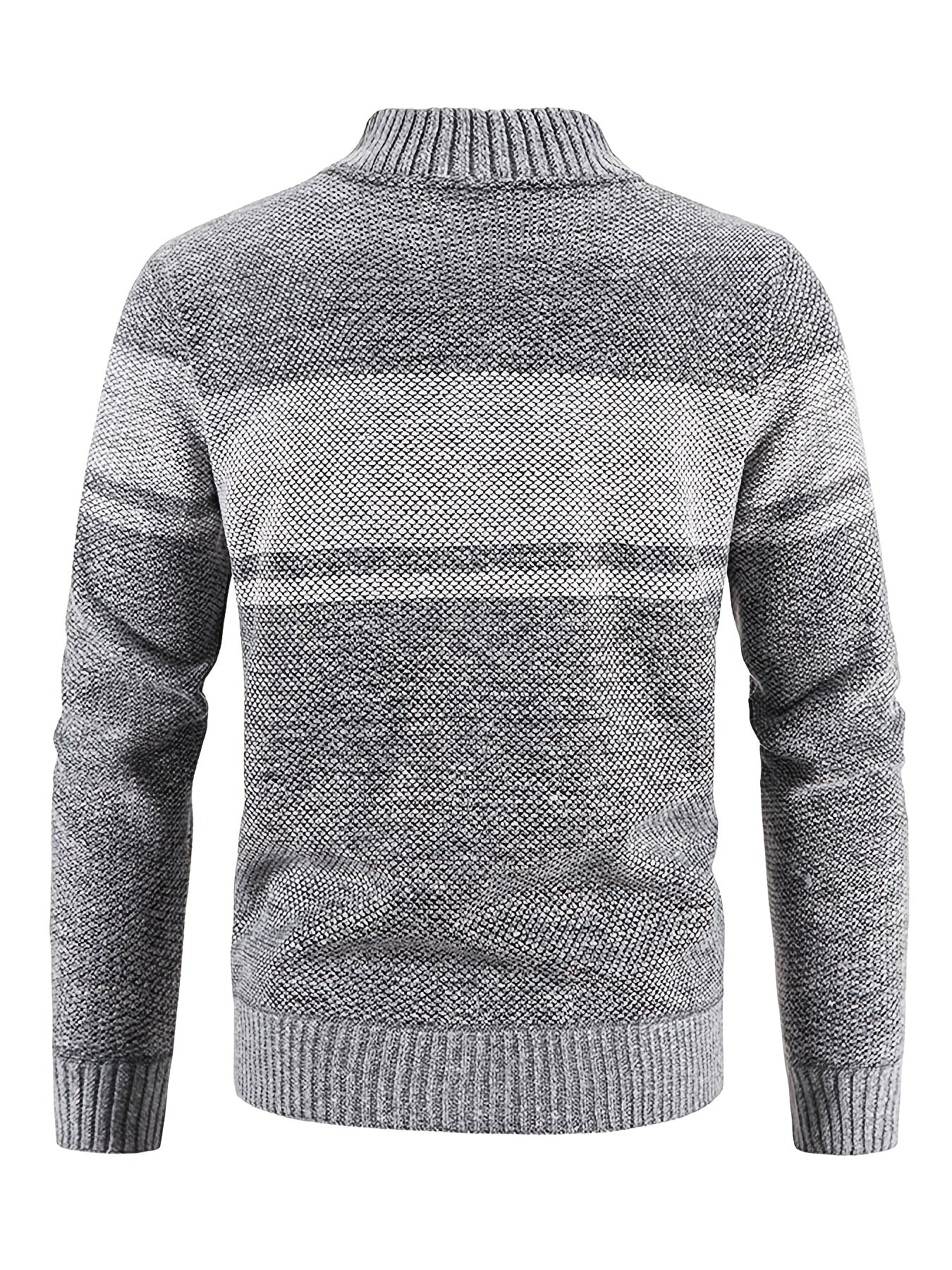 Men's Cable Knit Turtleneck Sweater Full Zip Jacket