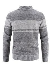 Men's Cable Knit Turtleneck Sweater Full Zip Jacket