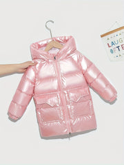 Kids Hooded Down Jacket Winter Warm Coat with Pockets