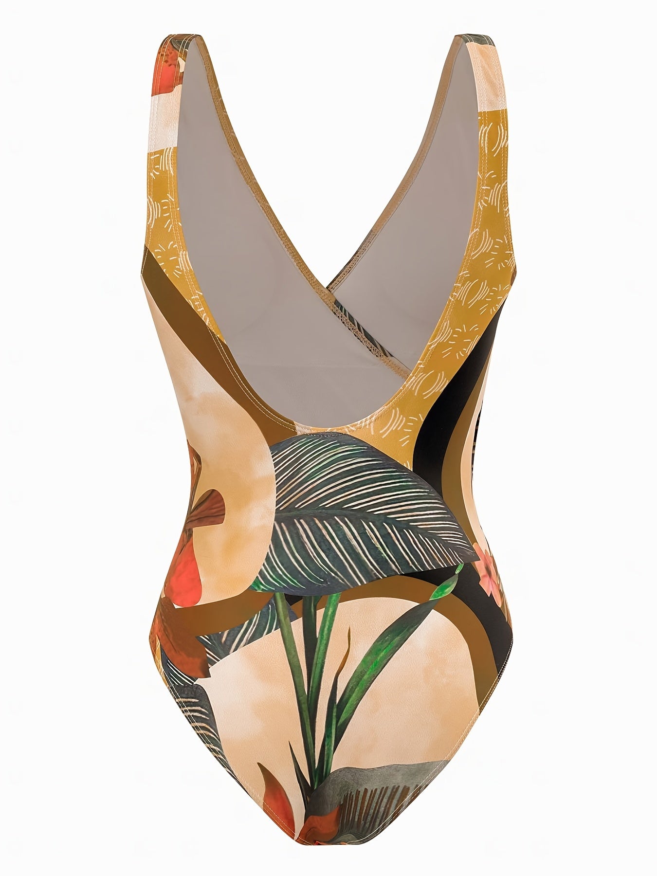 Tropical Print Two Pieces Swimsuit High Cut With Cover Up Wrap Swimsuit