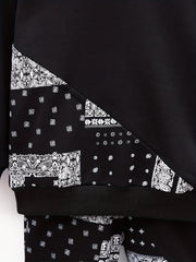 Boy's Paisley Pattern 2pcs Hoodie & Sweatpants Set for Spring Fall