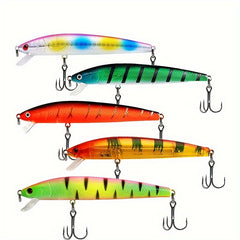 5pcs Minnow Lure Hard Bait Rattling Beads Floating Plastic Bait for Fishing