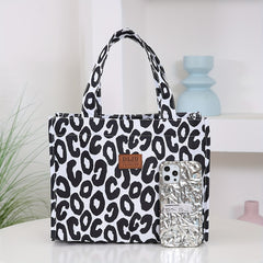 Nylon Cloth Flower Print Large Capacity Lunch Box Bag