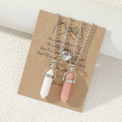 2pcs Couple Natural Stone Crystal Pendant Magnet Necklace Set Gift