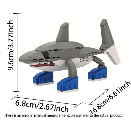 Funny Shark Model Building Blocks Toy Cartoon Birthday Gift Desktop Decoration