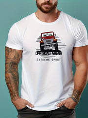 Off Road Car Print Men's T-shirt for Summer Vacation
