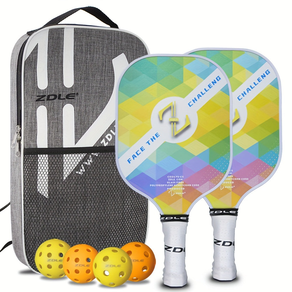 2pcs Glass Fiber Pickleball Paddles with Polypropylene Core