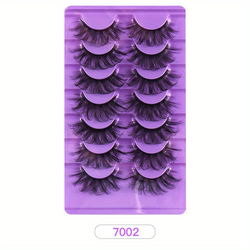 Faux Mink False Eyelashes Thick Curling Extension Makeup 7 Pairs