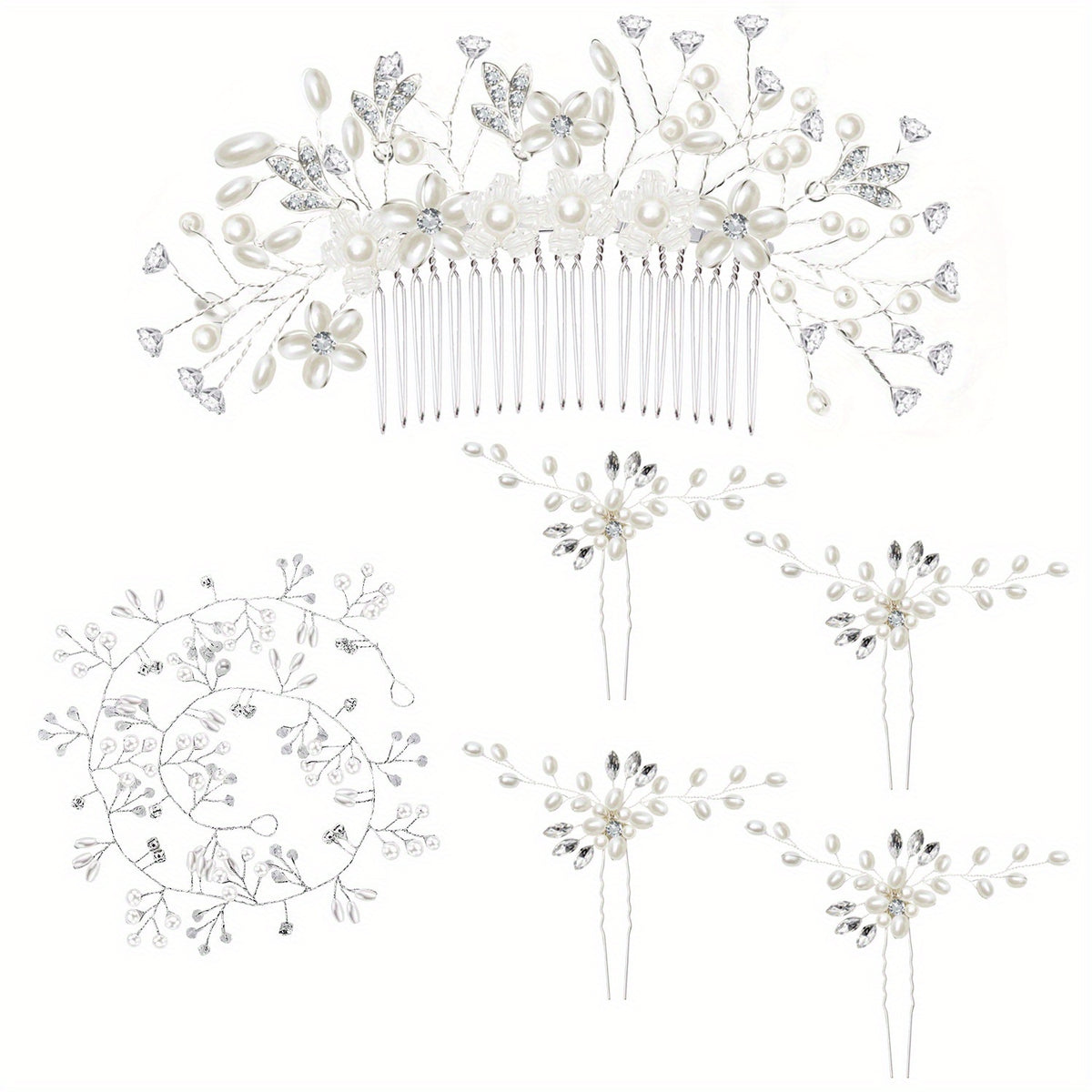 6pcs Faux Pearl Hair Pin Bridal Wedding Accessories Set