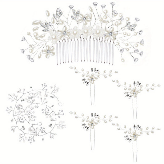 6pcs Faux Pearl Hair Pin Bridal Wedding Accessories Set