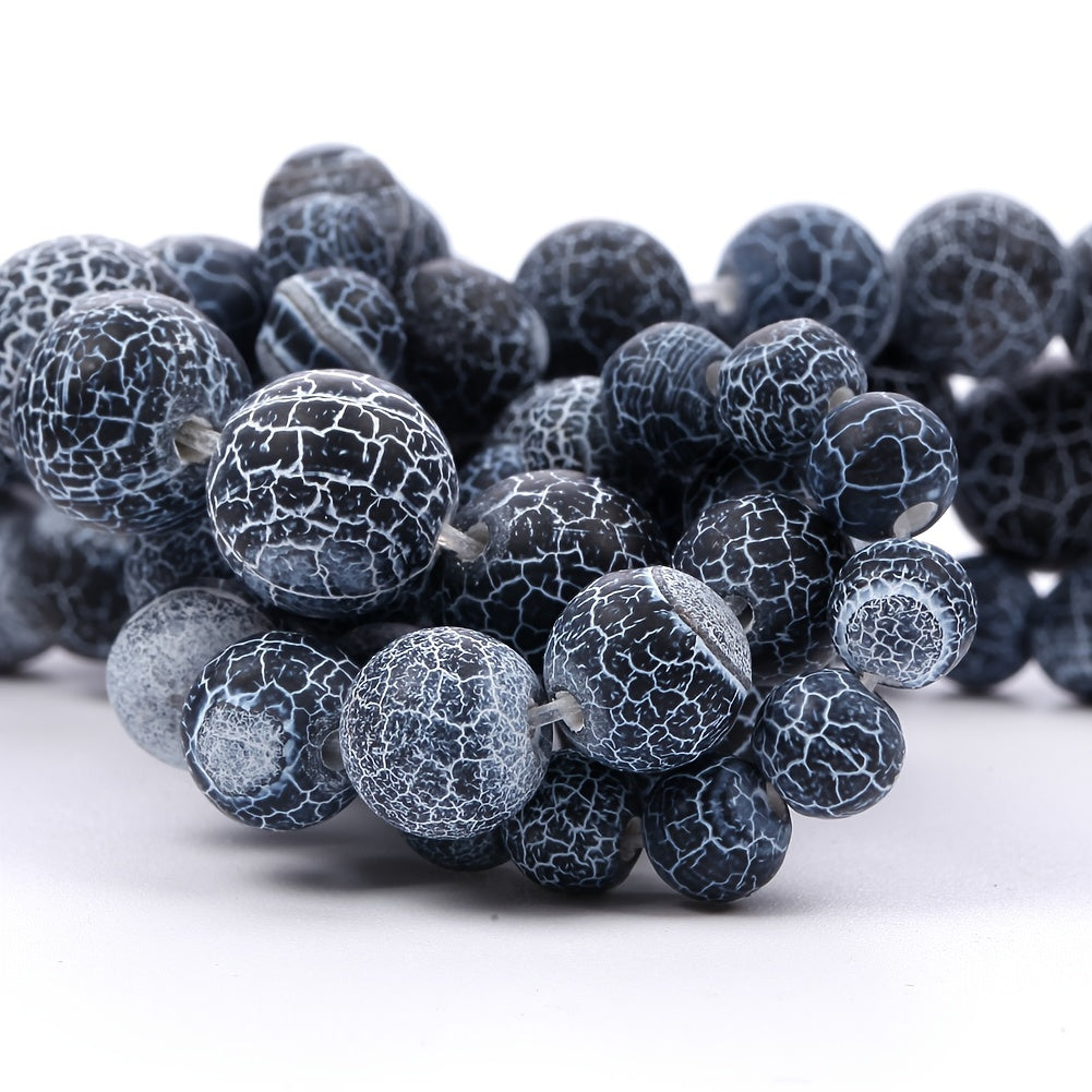 Frost Cracked Stone Round Loose Beads 15inches