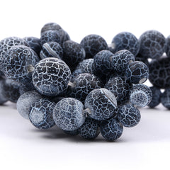 Frost Cracked Stone Round Loose Beads 15inches