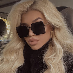 Vintage Oversized Rectangle Sunglasses Women Sun Protection Tinted Lenses
