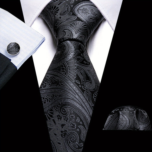 Barry Wang Paisley Jacquard Men's Tie Cufflinks Set