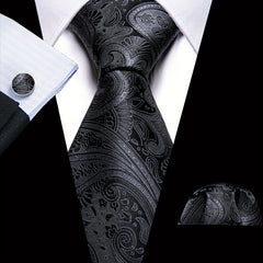 Barry Wang Paisley Jacquard Men's Tie Cufflinks Set