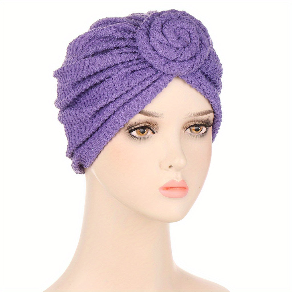 Crinkle Twist Turban Cap Solid Casual Head Wrap Elastic Hijab Hat