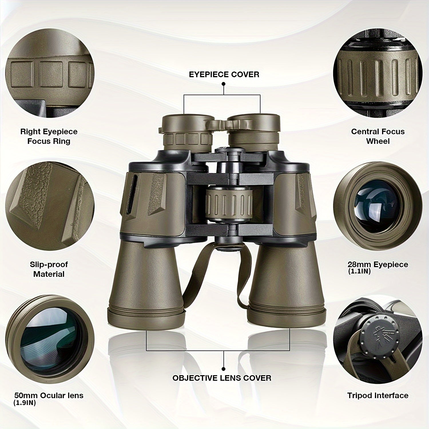 Compact Waterproof Binoculars 12X Long Range BAK4 Prism FMC Hiking Gear