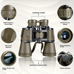 Compact Waterproof Binoculars 12X Long Range BAK4 Prism FMC Hiking Gear