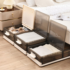 Under Bed Storage Box With Wheels Flat Folding Clothes Organizer