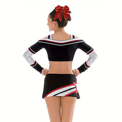 12PCS Glitter Cheer Hair Bows Ponytail Holder Elastic Band For Teen Girls Sports