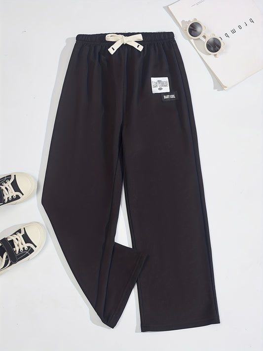 Kid Girls' Letter Tag Flare Leg Trousers for Sports Leisure