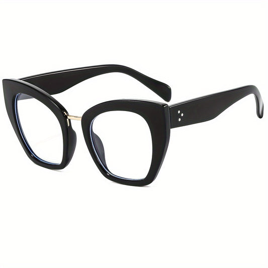 Cat Eye Clear Lens Glasses For Women Men Mod Block Rivet