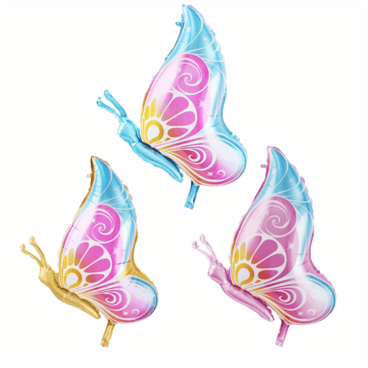 3pcs Colorful Butterfly Balloons for Kids' Parties & Home Decor