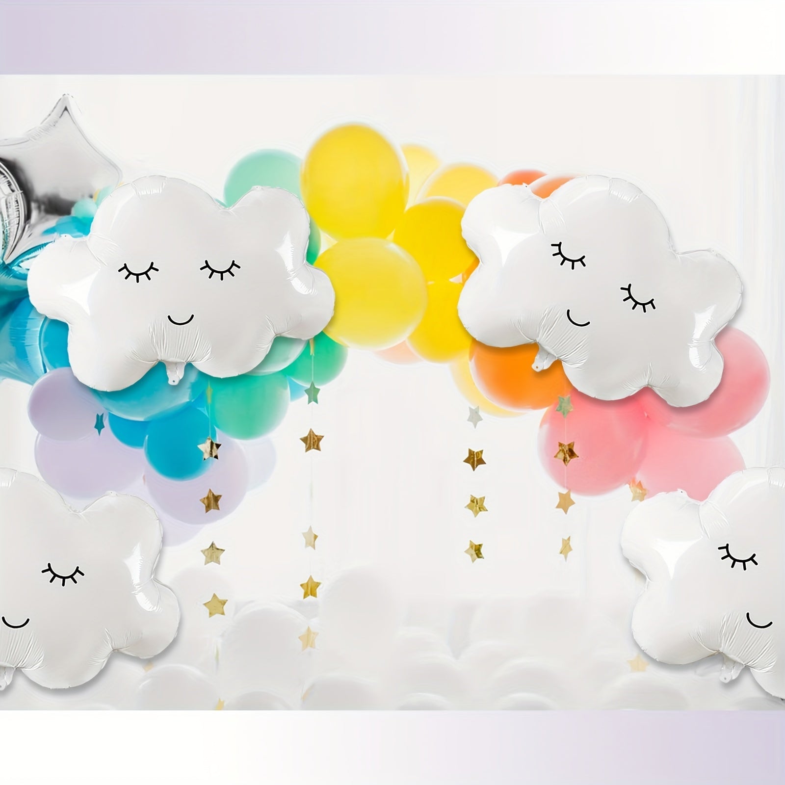 4 Cloud Mylar Smiling Face Balloons Baby Shower Wedding Decor