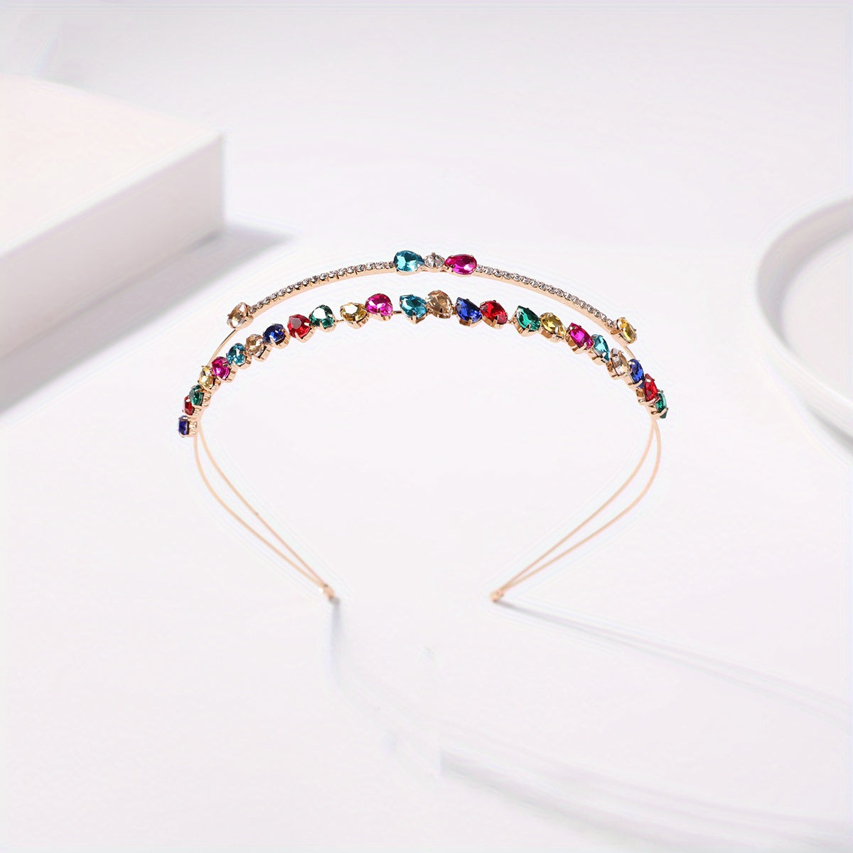 Colorful Rhinestone Hair Band Double Layered Headband Crystal Head Hoop