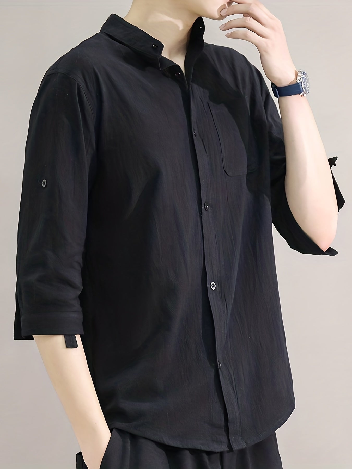 Men's Linen Short Sleeve Shirt for Summer Casual Wear